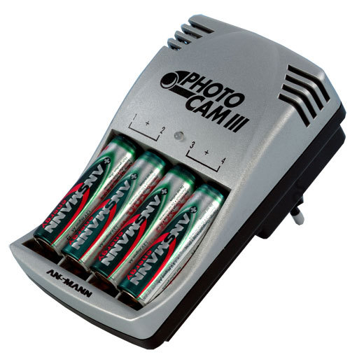Зарядное устройство с аккумуляторами ANSMANN PHOTO CAM III/2850 5007093 BL1 P2-GV-CF+4MH2850AA (фото, вид 1)