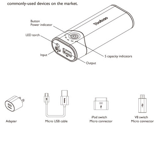   Power Bank 5200 mAh YB-622 5  (,  5)