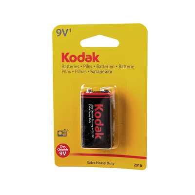 Батарейка бытовая стандартных типоразмеров Kodak Extra Heavy Duty 6F22 BL1