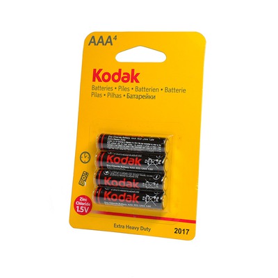 Батарейка бытовая стандартных типоразмеров Kodak Extra Heavy Duty R03 BL4