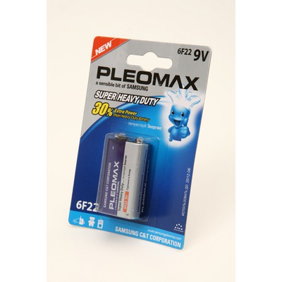 Батарейка бытовая стандартных типоразмеров PLEOMAX samsung 6F22 BL1