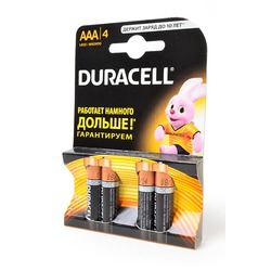 Батарейка бытовая стандартных типоразмеров DURACELL LR03 BL4